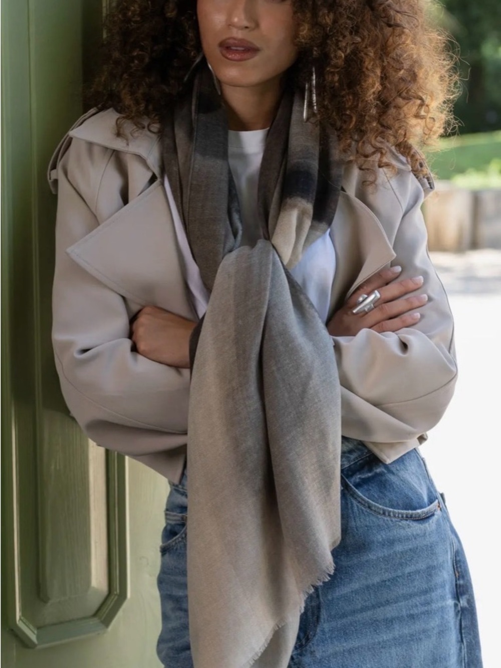 Grey Italian Wool Silk Scarf